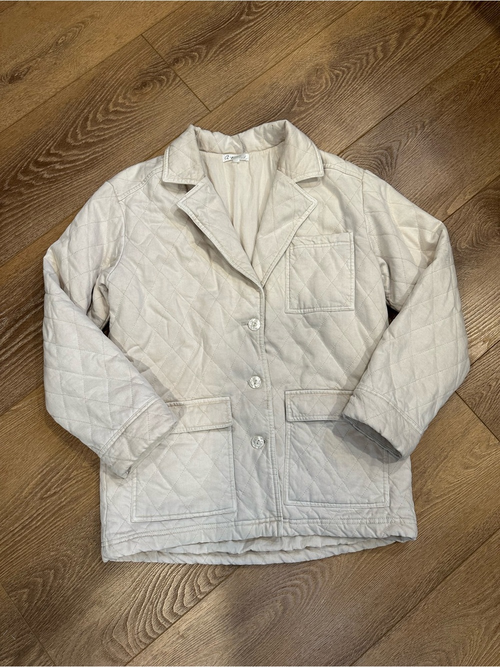 Anthropologie "On The Road" Quilted Cream Utility Blazer szS | fall jacket